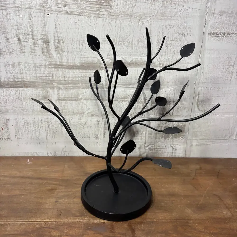 Black Metal Tree Jewelry Hanger Organizer